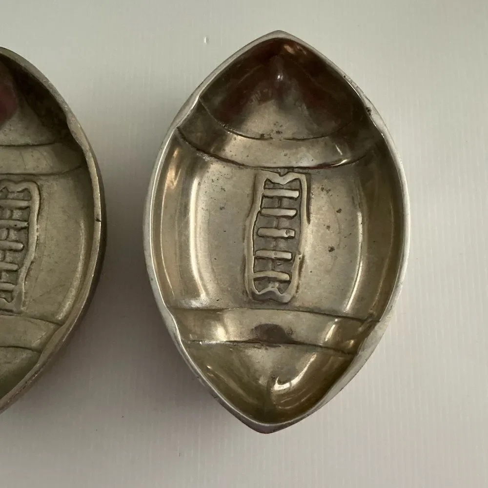 Pewter Football Shaped Trinket Dishes
